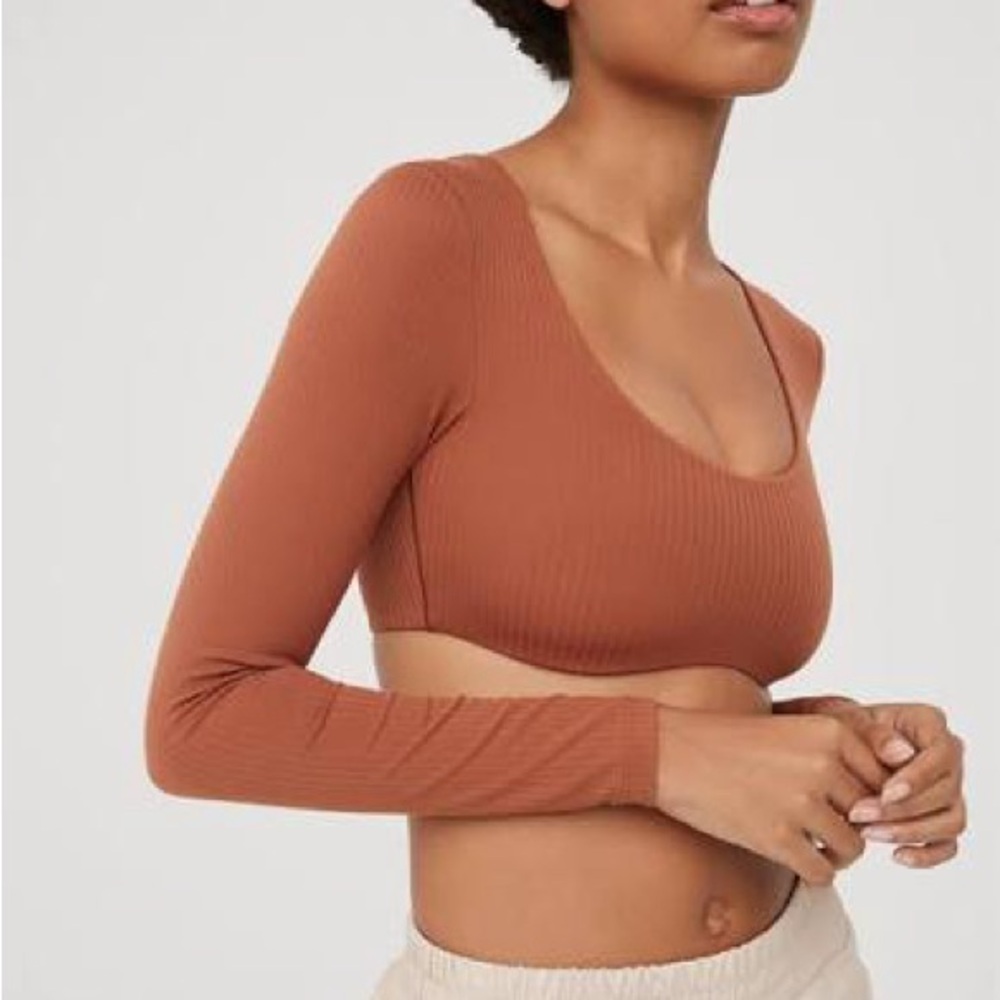 Aerie Offline Super Cropped Long Sleeve Bra Top